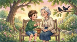 A Sementinha do Bem 4 Léo conversando com sua avó.
